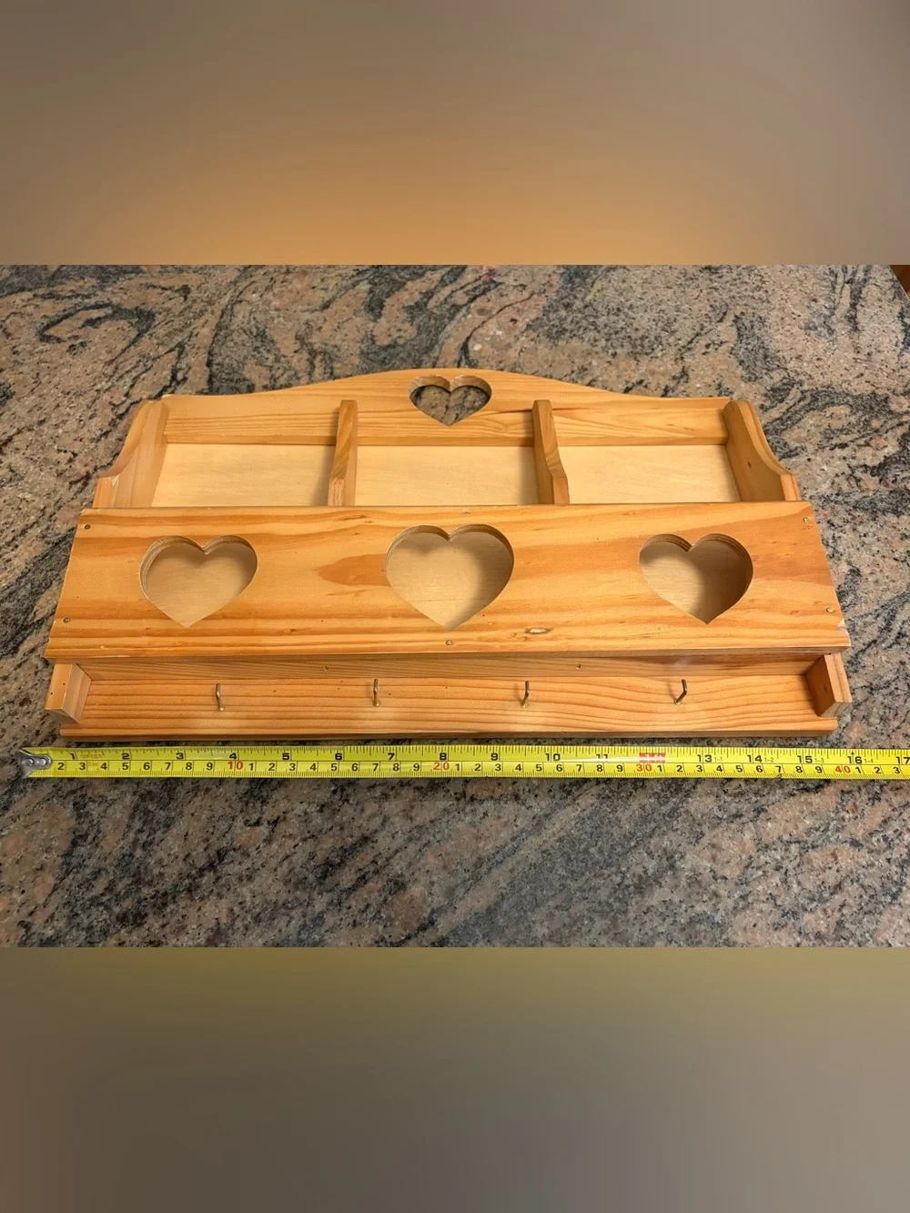 Unbranded Wooden Heart Mail Letter Holder Key Rack Organizer
